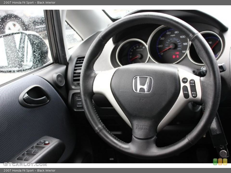 Black Interior Steering Wheel for the 2007 Honda Fit Sport #94566223