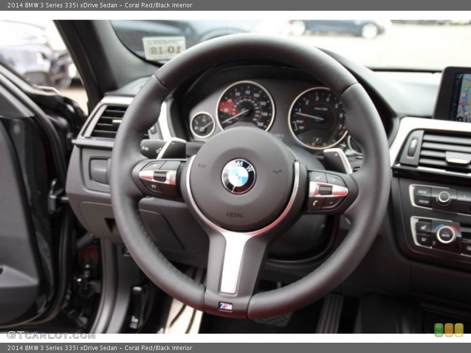 Coral Red/Black Interior Steering Wheel for the 2014 BMW 3 Series 335i xDrive Sedan #94734907