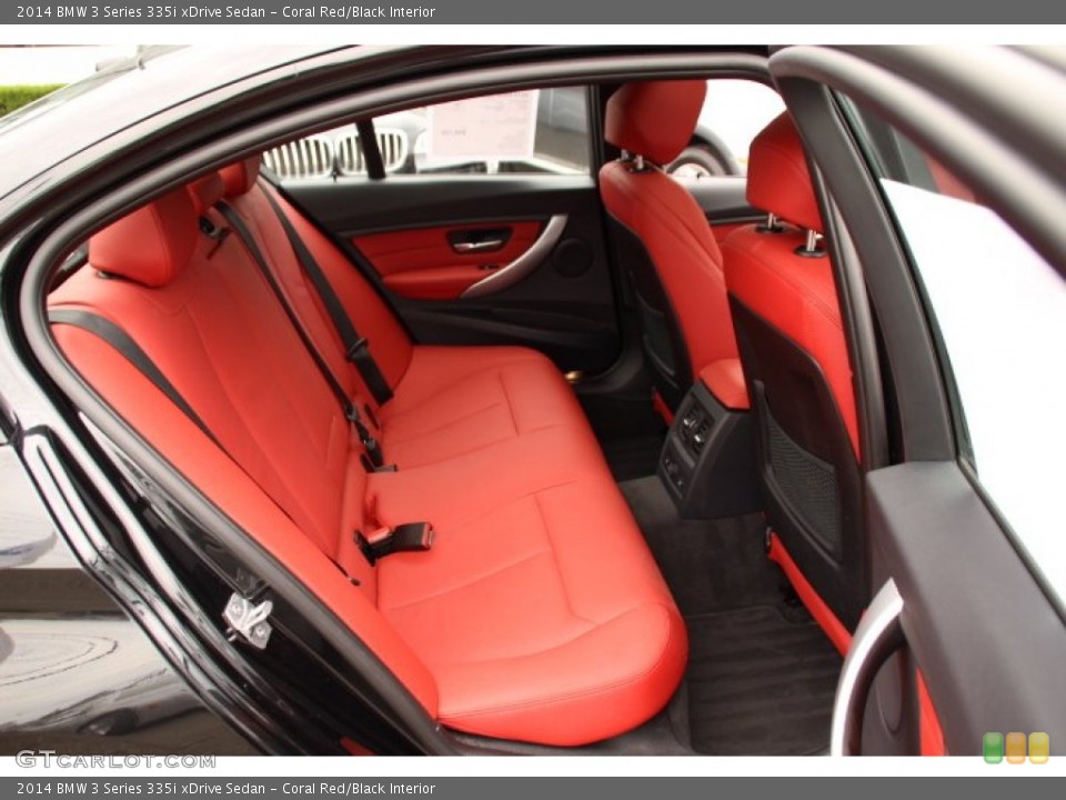 Coral Red/Black Interior Rear Seat for the 2014 BMW 3 Series 335i xDrive Sedan #94735045