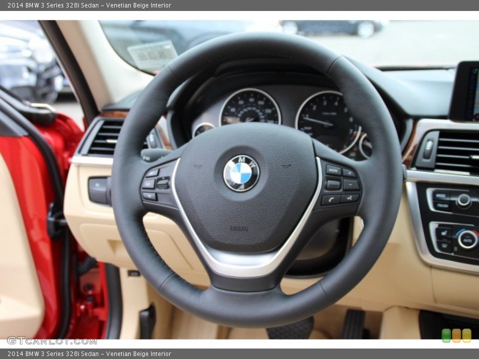 Venetian Beige Interior Steering Wheel for the 2014 BMW 3 Series 328i Sedan #94735587