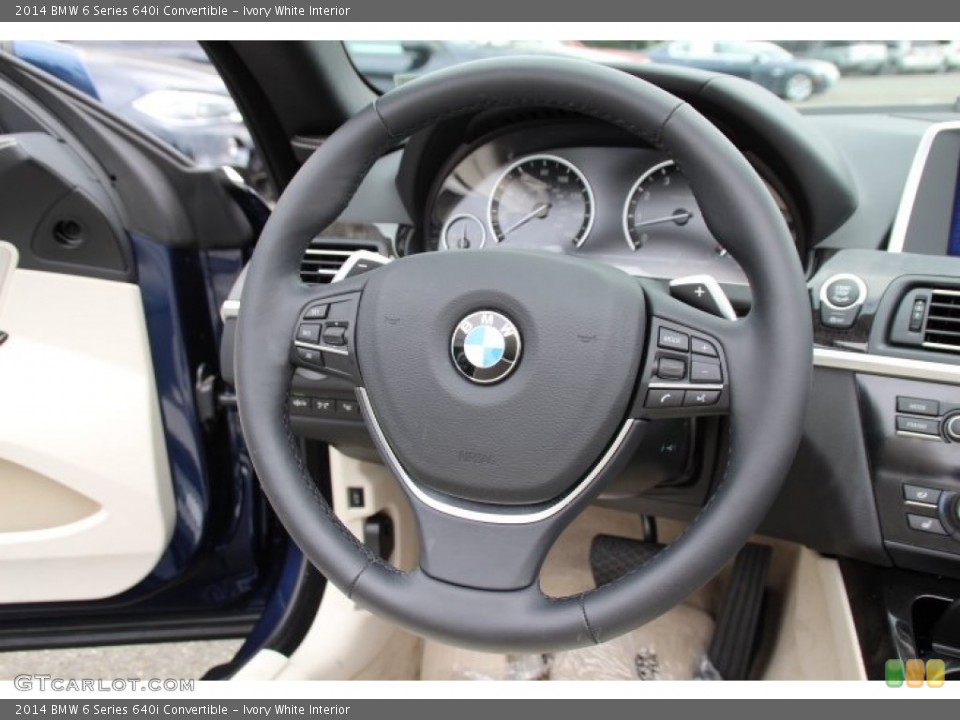 Ivory White Interior Steering Wheel for the 2014 BMW 6 Series 640i Convertible #94739902