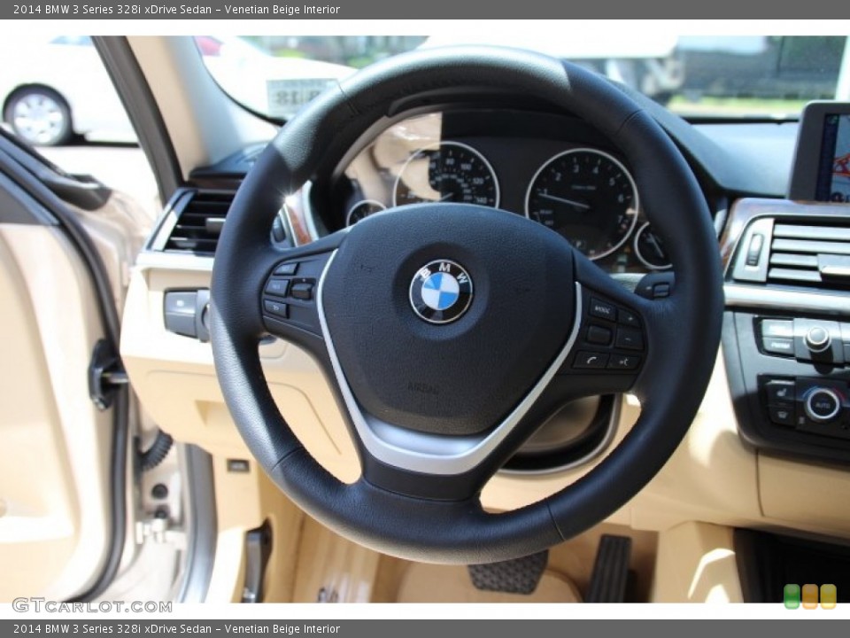 Venetian Beige Interior Steering Wheel for the 2014 BMW 3 Series 328i xDrive Sedan #94740613