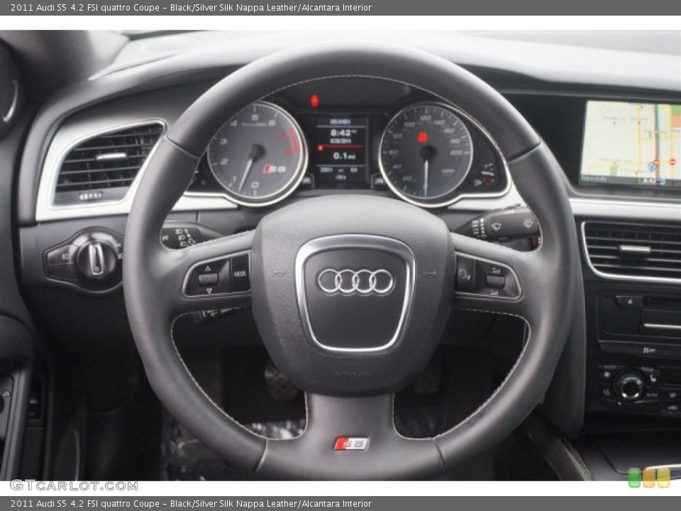 Black/Silver Silk Nappa Leather/Alcantara Interior Steering Wheel for the 2011 Audi S5 4.2 FSI quattro Coupe #94857929