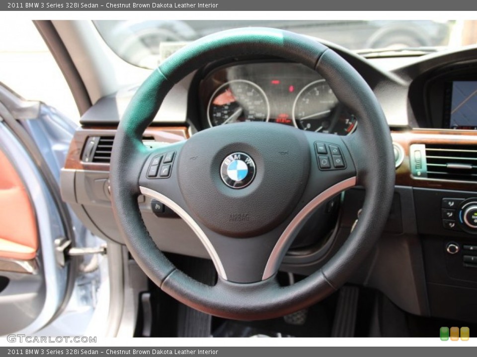 Chestnut Brown Dakota Leather Interior Steering Wheel for the 2011 BMW 3 Series 328i Sedan #94926804