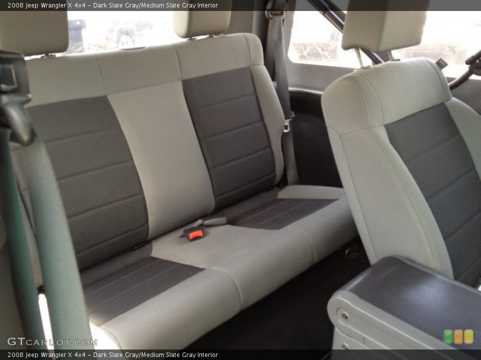 Dark Slate Gray/Medium Slate Gray Interior Rear Seat for the 2008 Jeep Wrangler X 4x4 #94949505