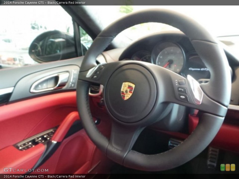 Black/Carrera Red Interior Steering Wheel for the 2014 Porsche Cayenne GTS #95070388