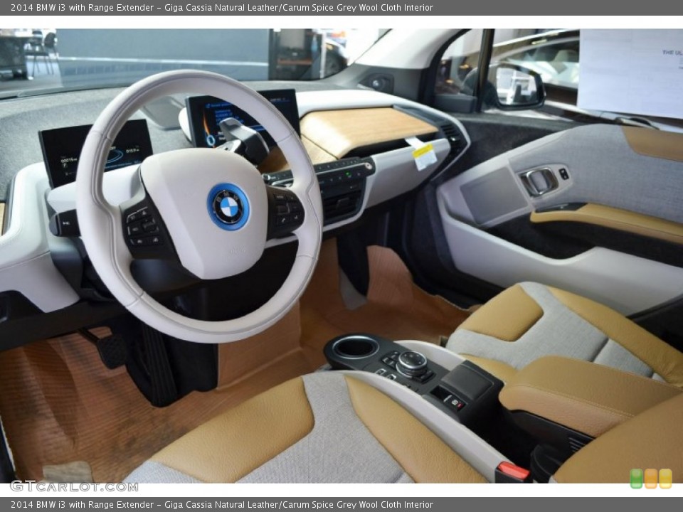 Giga Cassia Natural Leather/Carum Spice Grey Wool Cloth Interior Prime Interior for the 2014 BMW i3 with Range Extender #95077228