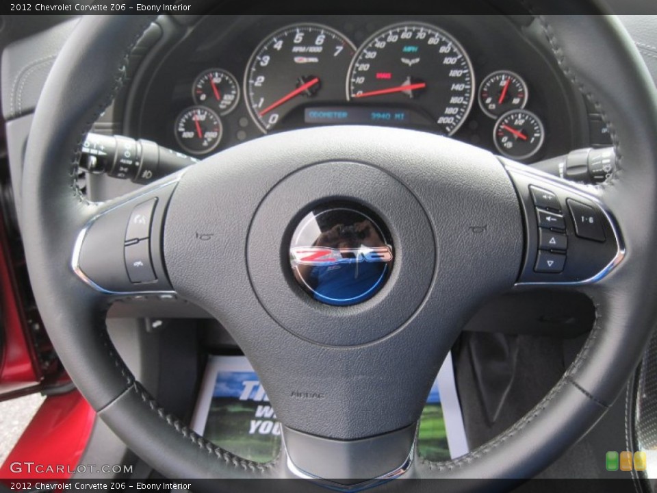 Ebony Interior Steering Wheel for the 2012 Chevrolet Corvette Z06 #95117525