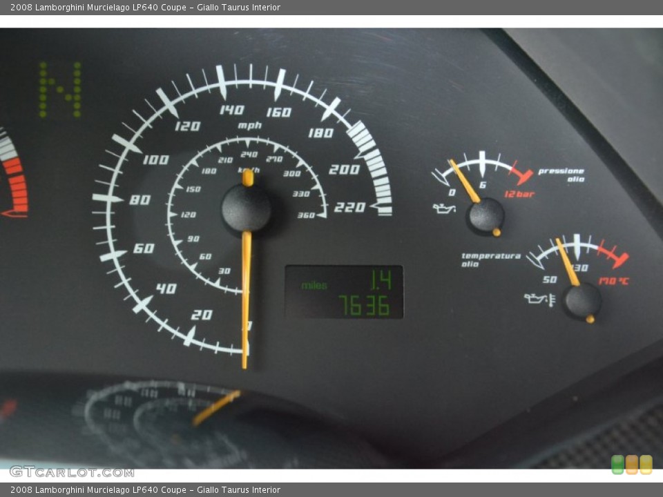 Giallo Taurus Interior Gauges for the 2008 Lamborghini Murcielago LP640 Coupe #95126317