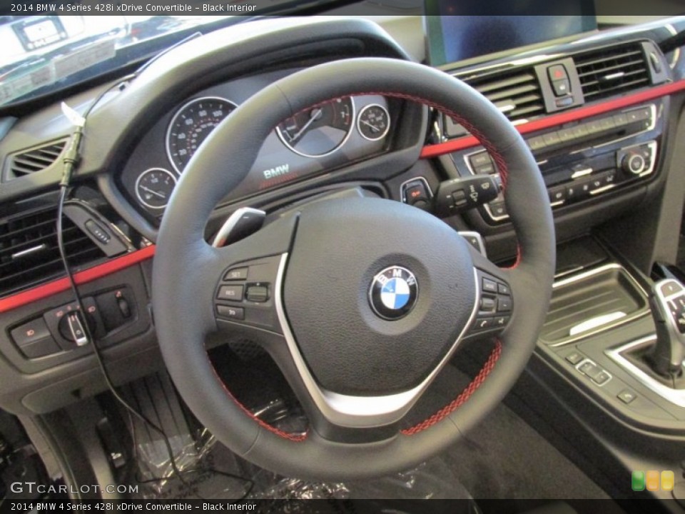 Black Interior Steering Wheel for the 2014 BMW 4 Series 428i xDrive Convertible #95141546