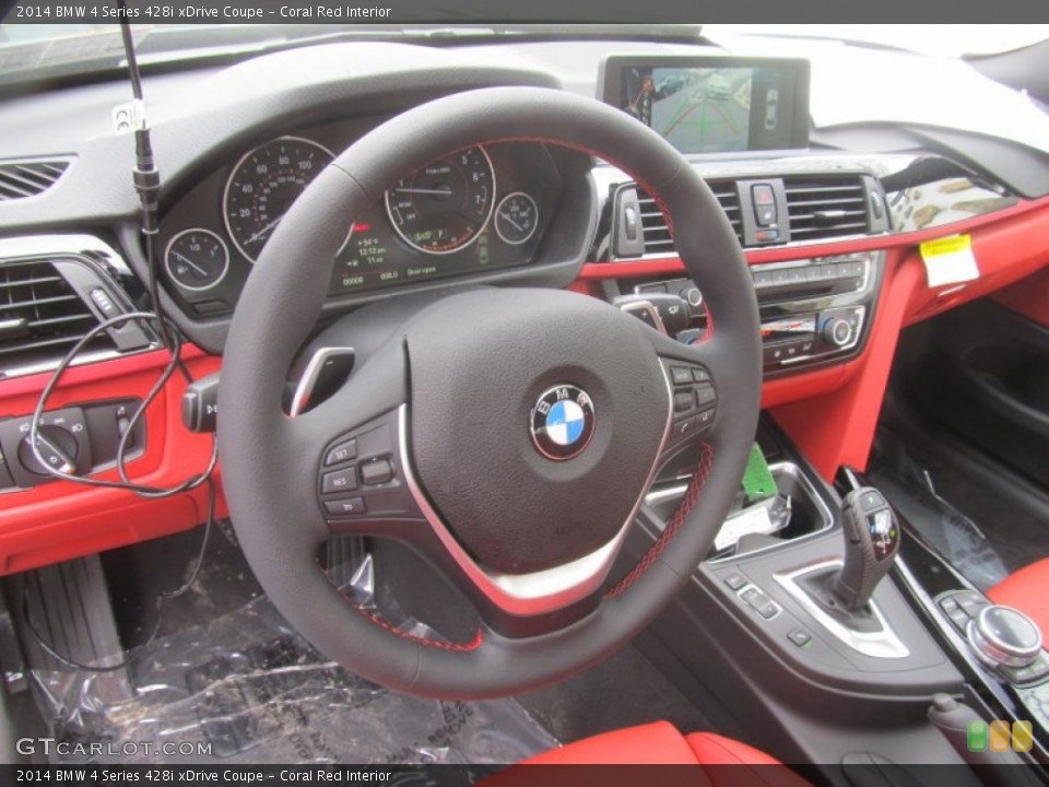 Coral Red Interior Steering Wheel for the 2014 BMW 4 Series 428i xDrive Coupe #95141702