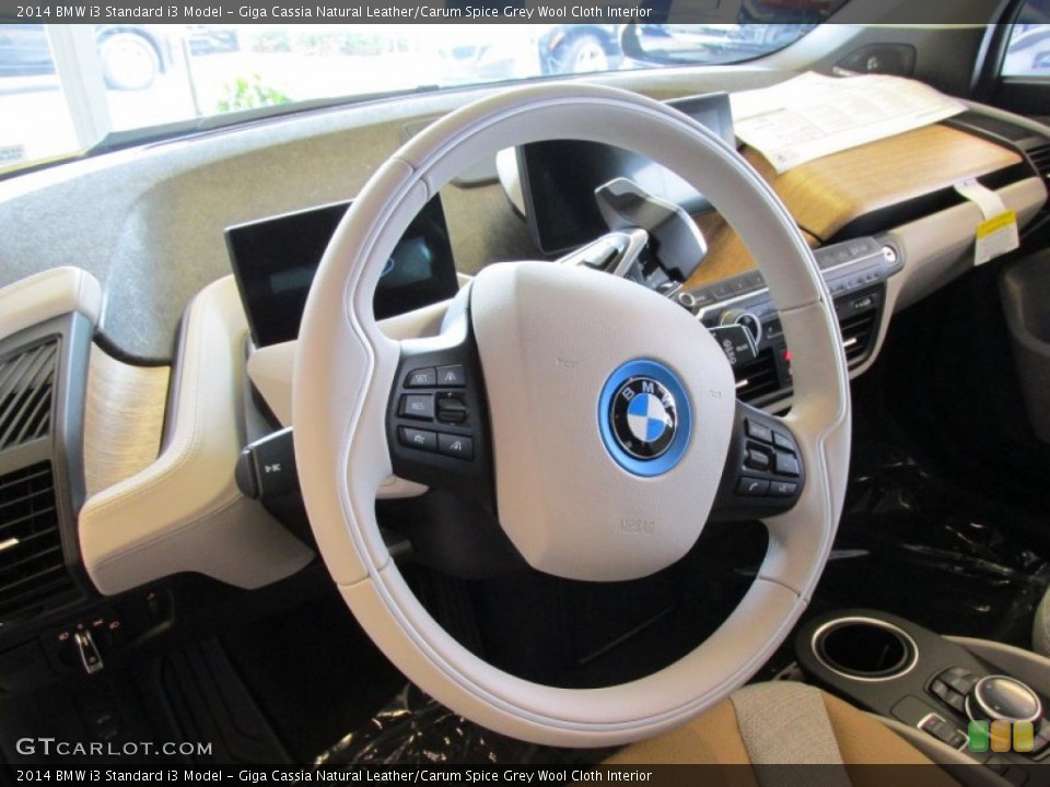 Giga Cassia Natural Leather/Carum Spice Grey Wool Cloth Interior Steering Wheel for the 2014 BMW i3  #95146538