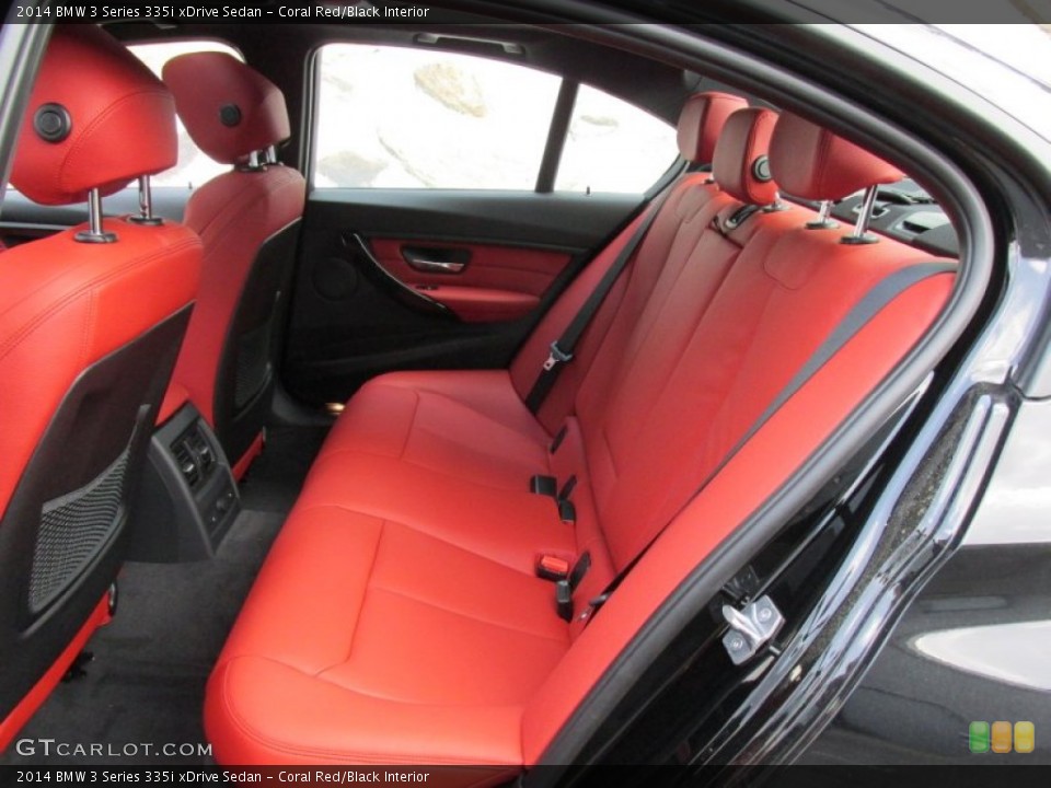 Coral Red/Black Interior Rear Seat for the 2014 BMW 3 Series 335i xDrive Sedan #95150495