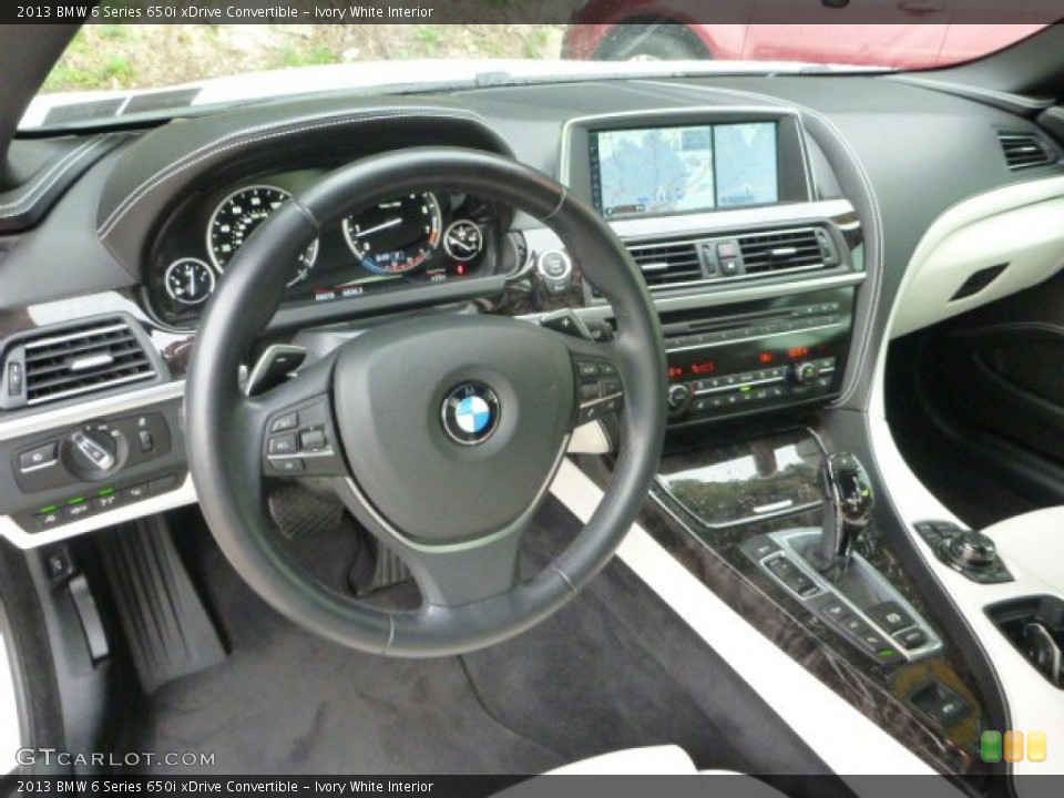 Ivory White Interior Dashboard for the 2013 BMW 6 Series 650i xDrive Convertible #95225025