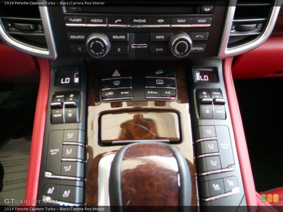Black/Carrera Red Interior Controls for the 2014 Porsche Cayenne Turbo #95245890