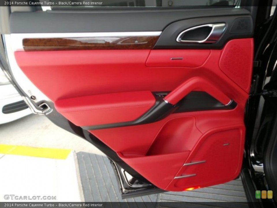 Black/Carrera Red Interior Door Panel for the 2014 Porsche Cayenne Turbo #95245950