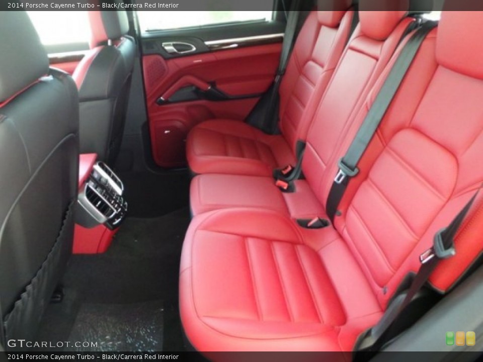 Black/Carrera Red Interior Rear Seat for the 2014 Porsche Cayenne Turbo #95245995