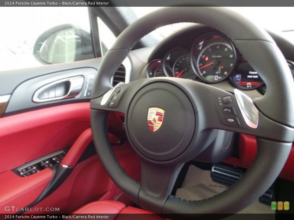 Black/Carrera Red Interior Steering Wheel for the 2014 Porsche Cayenne Turbo #95246070