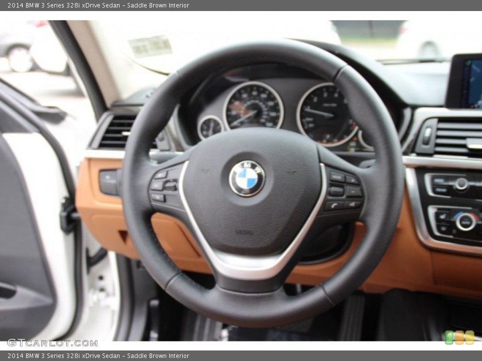 Saddle Brown Interior Steering Wheel for the 2014 BMW 3 Series 328i xDrive Sedan #95247207