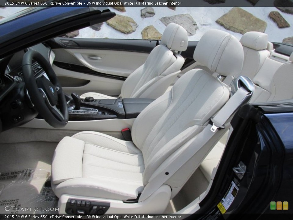 BMW Individual Opal White Full Merino Leather Interior Front Seat for the 2015 BMW 6 Series 650i xDrive Convertible #95398850