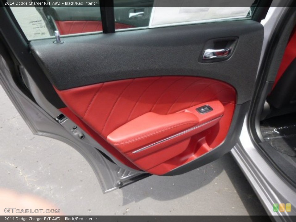 Black/Red Interior Door Panel for the 2014 Dodge Charger R/T AWD #95524127