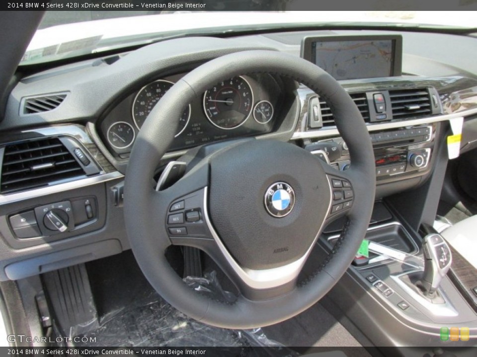 Venetian Beige Interior Steering Wheel for the 2014 BMW 4 Series 428i xDrive Convertible #95616551