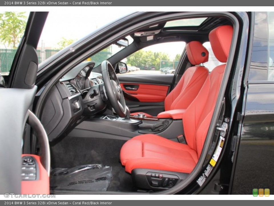 Coral Red/Black Interior Front Seat for the 2014 BMW 3 Series 328i xDrive Sedan #95672667
