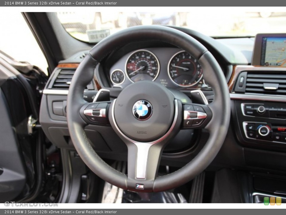 Coral Red/Black Interior Steering Wheel for the 2014 BMW 3 Series 328i xDrive Sedan #95672763