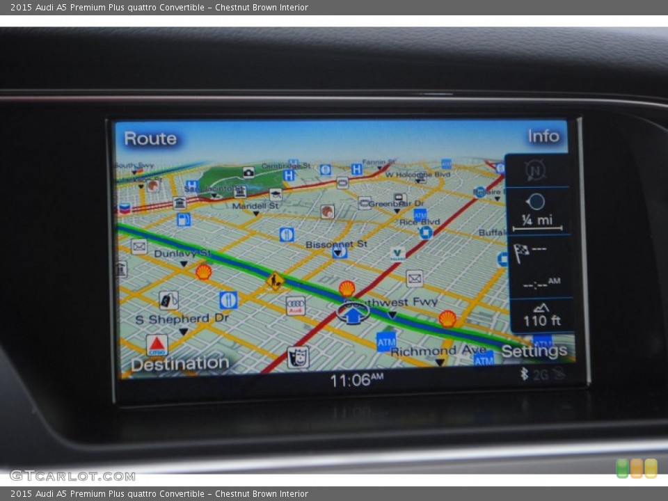 Chestnut Brown Interior Navigation for the 2015 Audi A5 Premium Plus quattro Convertible #95725406