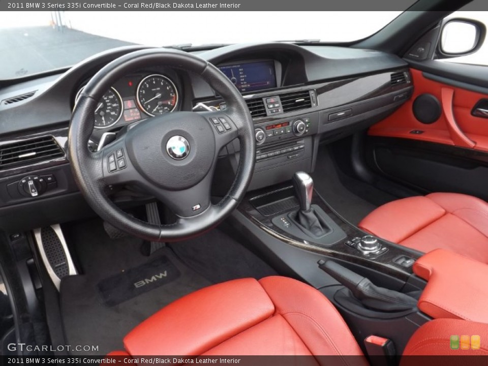 Coral Red/Black Dakota Leather Interior Photo for the 2011 BMW 3 Series 335i Convertible #95751480