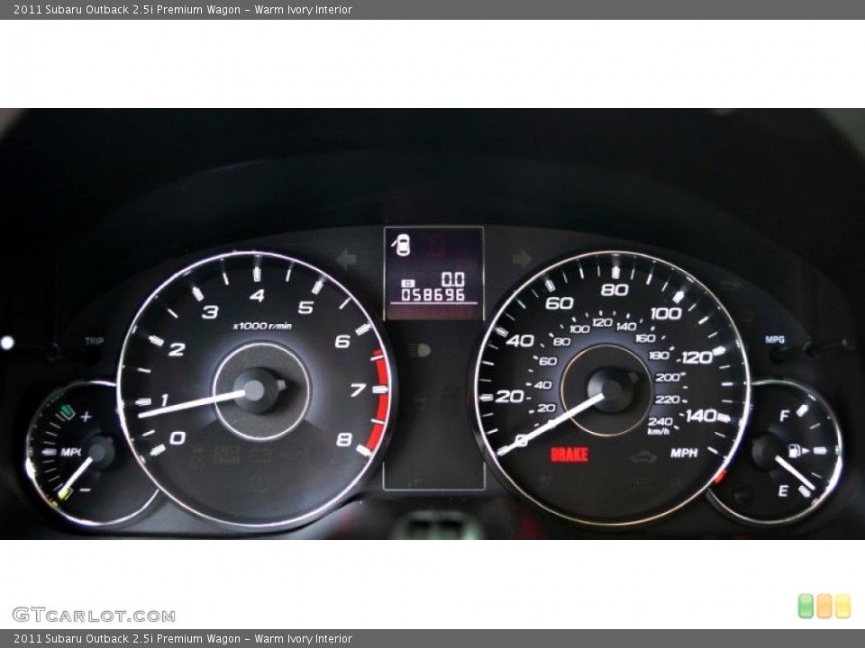 Warm Ivory Interior Gauges for the 2011 Subaru Outback 2.5i Premium Wagon #95890507
