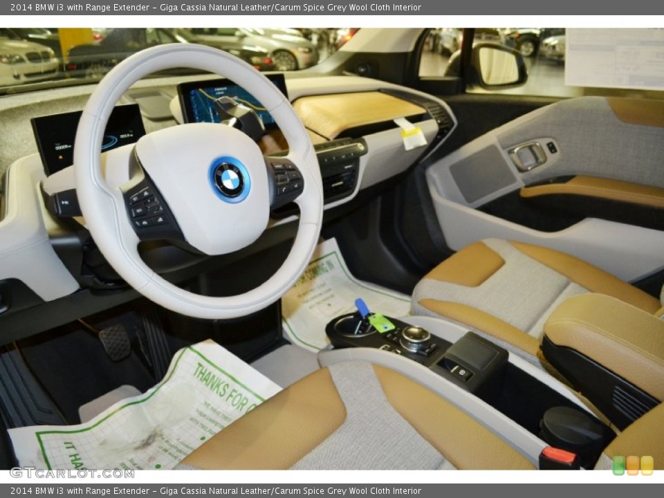 Giga Cassia Natural Leather/Carum Spice Grey Wool Cloth Interior Prime Interior for the 2014 BMW i3 with Range Extender #96060807
