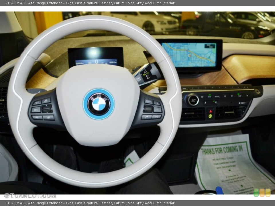 Giga Cassia Natural Leather/Carum Spice Grey Wool Cloth Interior Steering Wheel for the 2014 BMW i3 with Range Extender #96060876