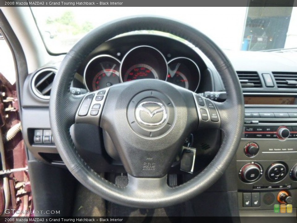 Black Interior Steering Wheel for the 2008 Mazda MAZDA3 s Grand Touring Hatchback #96061587