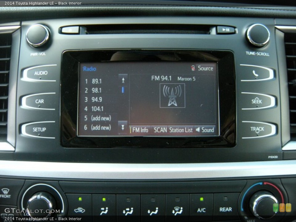Black Interior Audio System for the 2014 Toyota Highlander LE #96103990