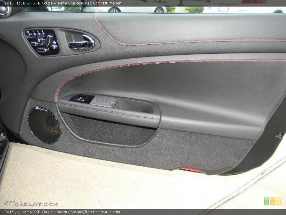 Warm Charcoal/Red Contrast Interior Door Panel for the 2015 Jaguar XK XKR Coupe #96271407