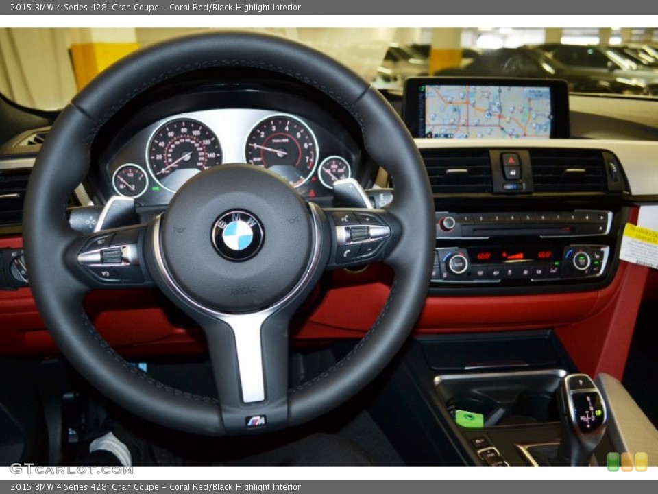 Coral Red/Black Highlight Interior Steering Wheel for the 2015 BMW 4 Series 428i Gran Coupe #96280788