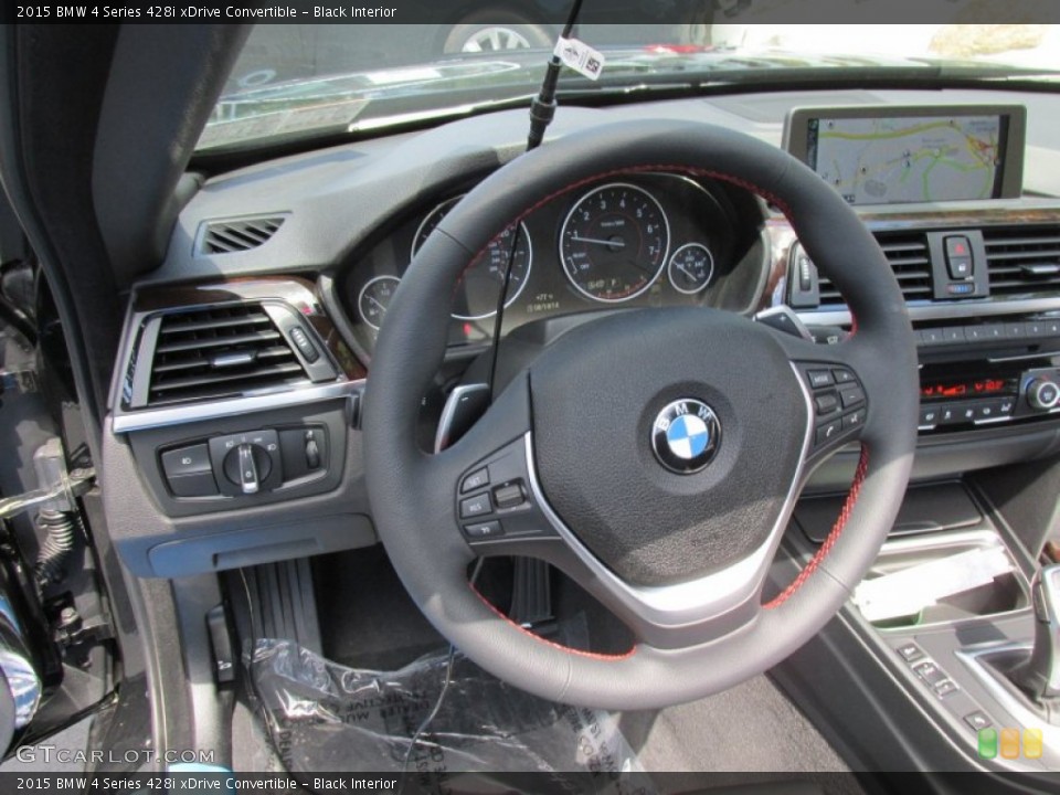 Black Interior Steering Wheel for the 2015 BMW 4 Series 428i xDrive Convertible #96339377