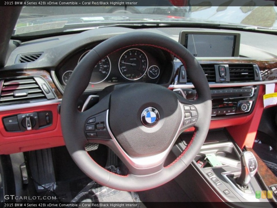 Coral Red/Black Highlight Interior Steering Wheel for the 2015 BMW 4 Series 428i xDrive Convertible #96341522