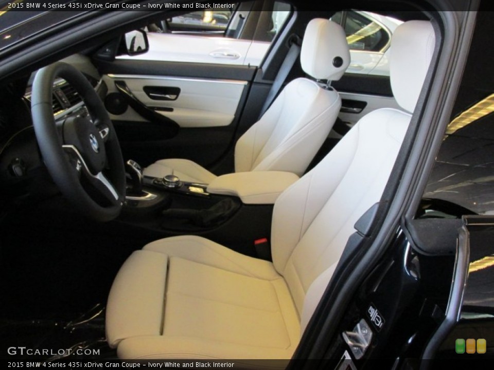Ivory White and Black Interior Front Seat for the 2015 BMW 4 Series 435i xDrive Gran Coupe #96341924