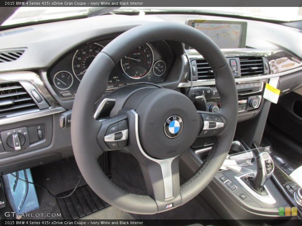 Ivory White and Black Interior Steering Wheel for the 2015 BMW 4 Series 435i xDrive Gran Coupe #96481513