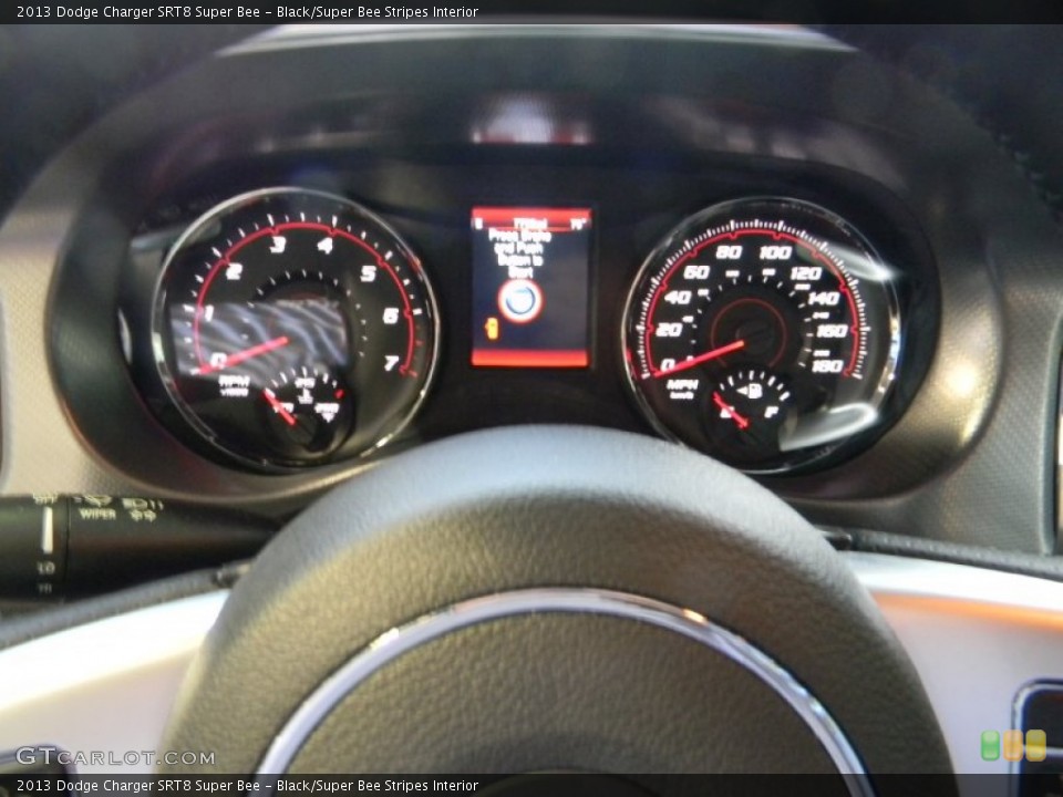 Black/Super Bee Stripes Interior Gauges for the 2013 Dodge Charger SRT8 Super Bee #96553880