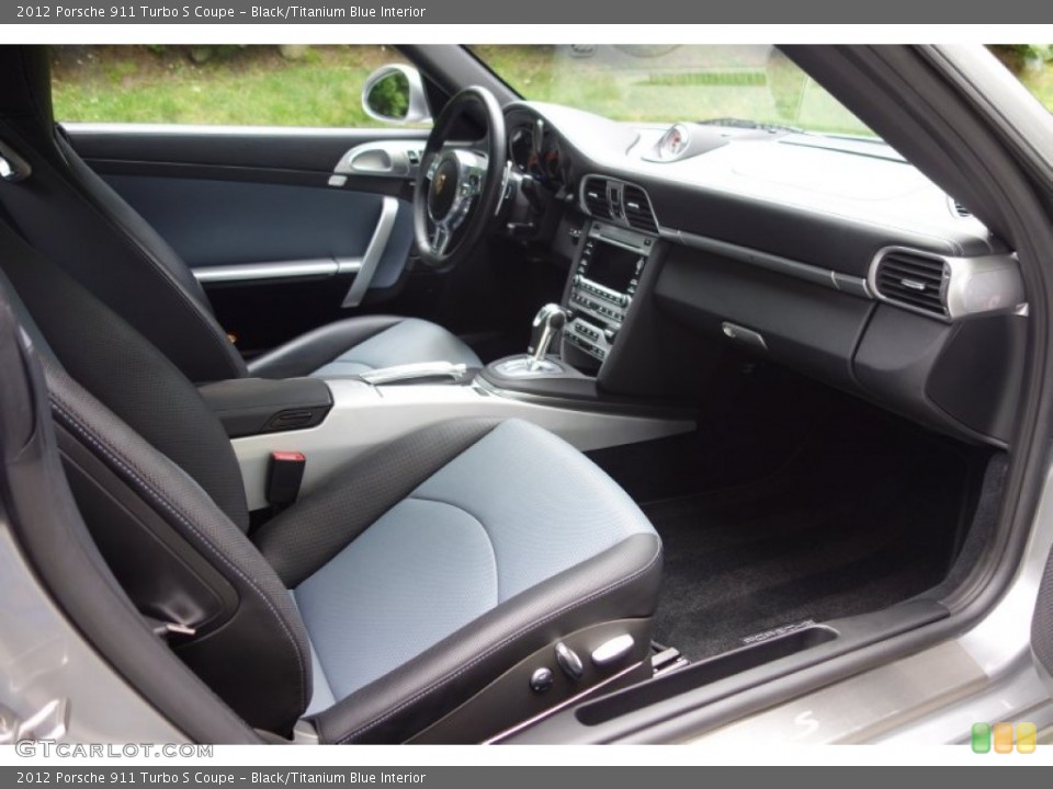 Black/Titanium Blue Interior Front Seat for the 2012 Porsche 911 Turbo S Coupe #96606813