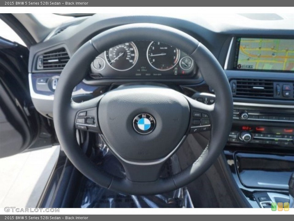 Black Interior Steering Wheel for the 2015 BMW 5 Series 528i Sedan #96625019