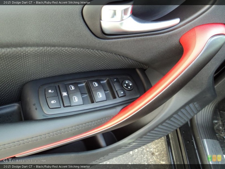 Black/Ruby Red Accent Stitching Interior Controls for the 2015 Dodge Dart GT #96637448