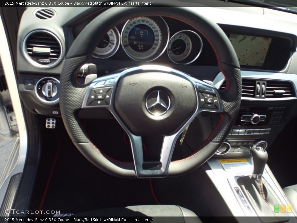 Black/Red Stitch w/DINAMICA Inserts Interior Steering Wheel for the 2015 Mercedes-Benz C 350 Coupe #96693379