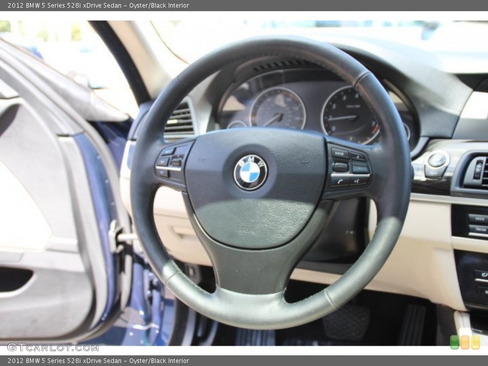 Oyster/Black Interior Steering Wheel for the 2012 BMW 5 Series 528i xDrive Sedan #96765323