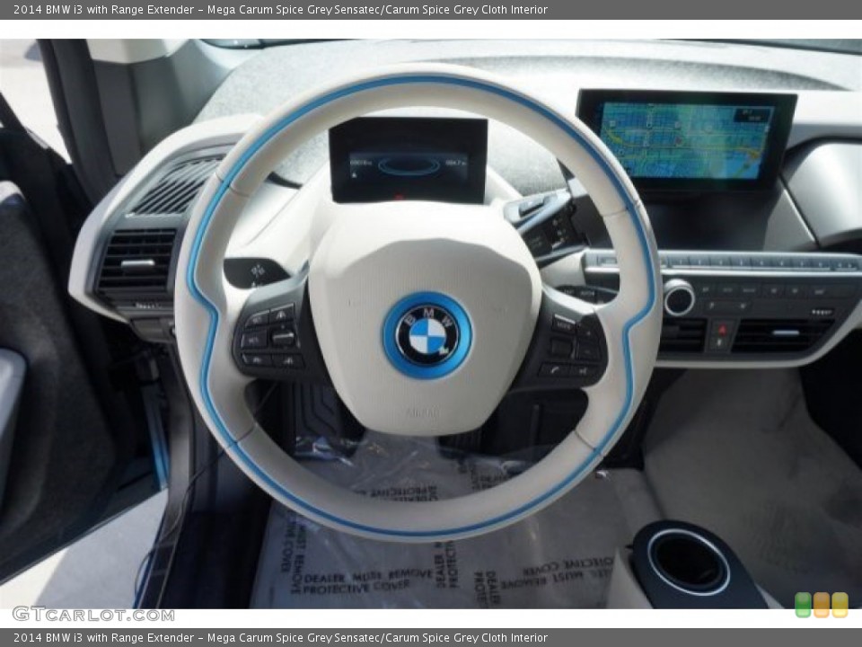 Mega Carum Spice Grey Sensatec/Carum Spice Grey Cloth Interior Steering Wheel for the 2014 BMW i3 with Range Extender #96935617