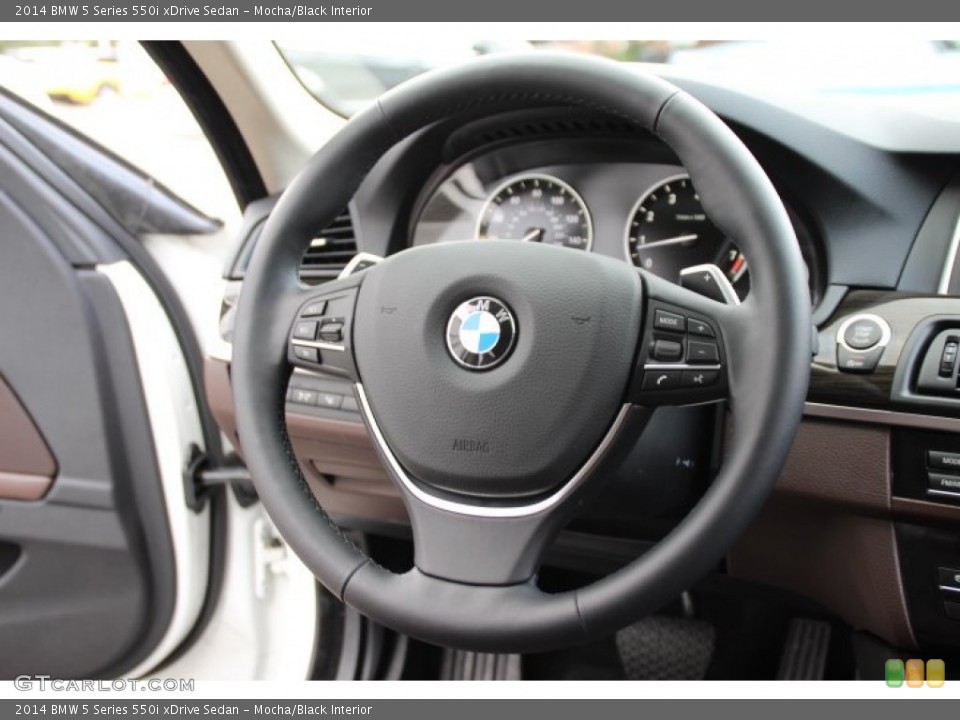 Mocha/Black Interior Steering Wheel for the 2014 BMW 5 Series 550i xDrive Sedan #97008999
