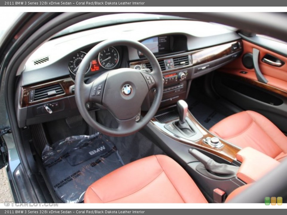 Coral Red/Black Dakota Leather Interior Photo for the 2011 BMW 3 Series 328i xDrive Sedan #97014216